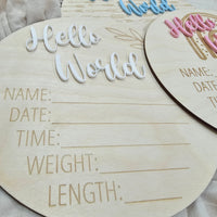 Hello World Announcement Plaque - Assorted
