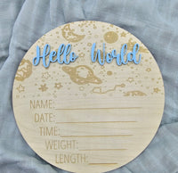 Hello World Announcement Plaque - Assorted