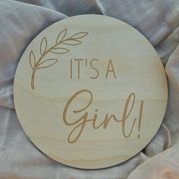 It's a Girl! Engraved Disc - Leaf
