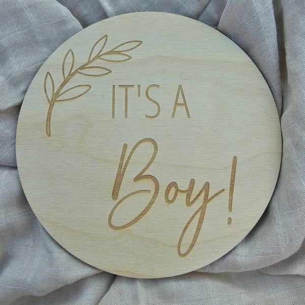 It's a Boy! Engraved Disc - Leaf