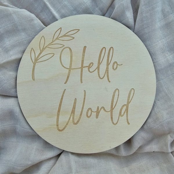 Hello World Engraved Disc - Leaf
