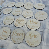 Baby Milestone Engraved Discs - Leaf