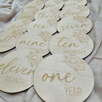 Baby Milestone Engraved Discs - Sunflower