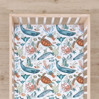 Bamboo Fitted Cot Sheet - Sealife