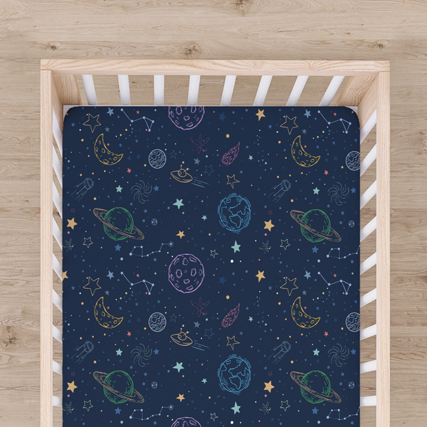 Bamboo Fitted Cot Sheet - Space