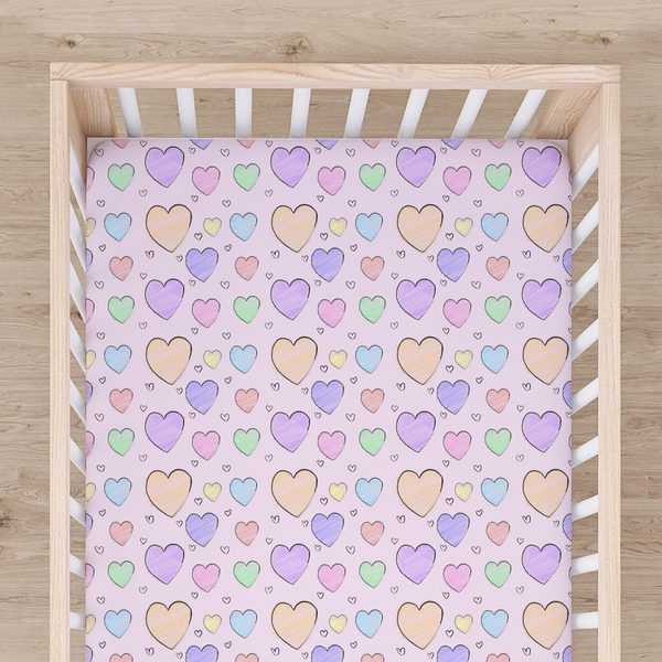 Bamboo Fitted Cot Sheet - Hearts