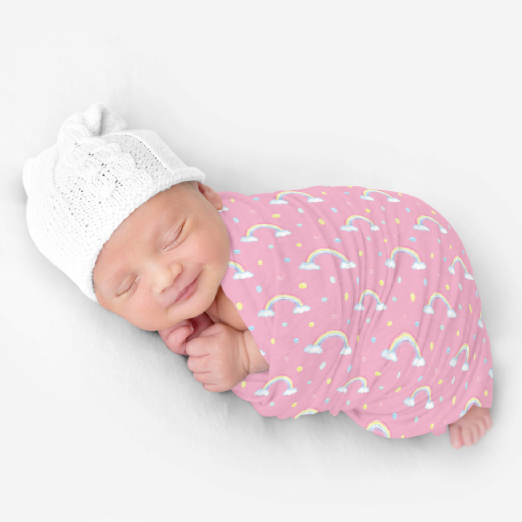 Bamboo Snuggle Stretch Wrap - Pink Rainbows