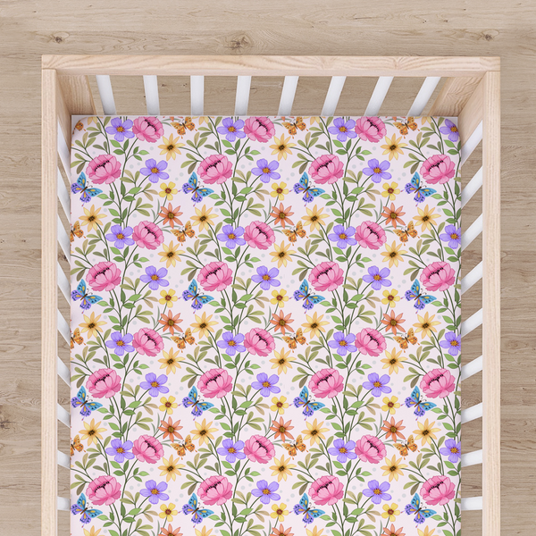 Bamboo Fitted Cot Sheet - Springtime
